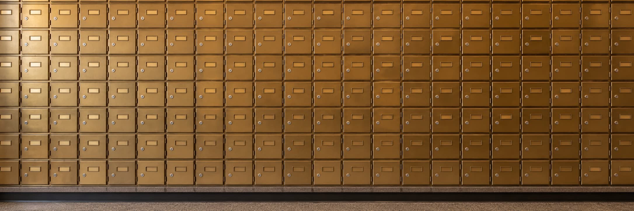 The wall of private mailboxes